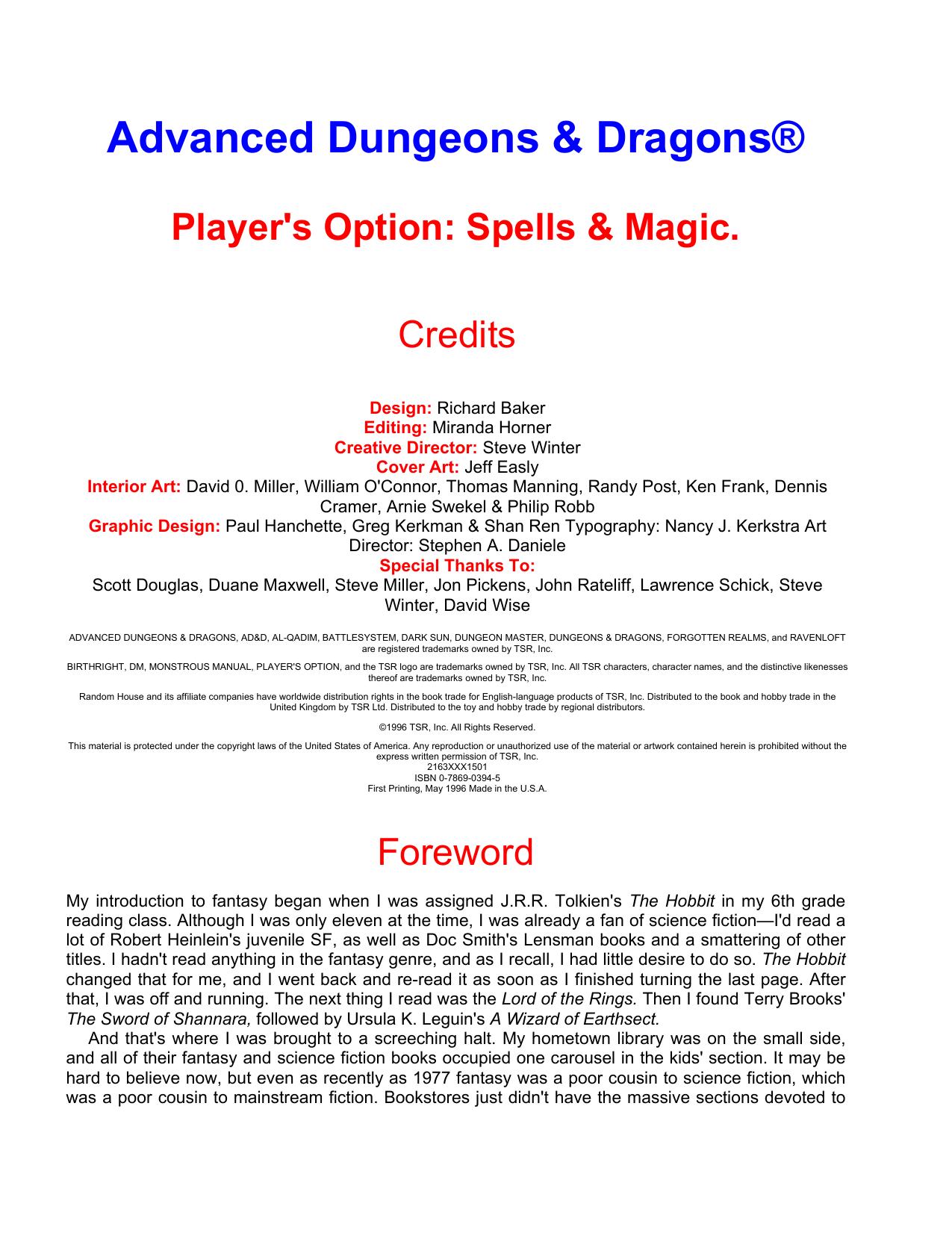 Player's Option Spells & Magic (1996)